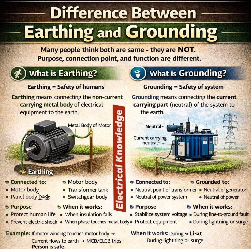 ความแตกแต่างระหว่าง Earthing และ Grounding